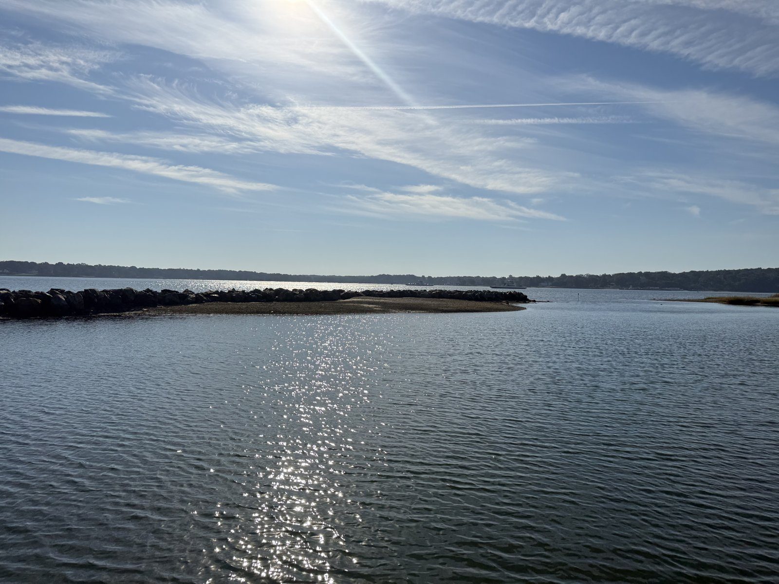 The rebuilt jetty and sand spit at the entrance to Widow's Hole, October 2026